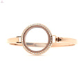 Cheap 30mm 7''-8'' Rose Gold stainless steel floating locket watch, rose gold cuff bracelet